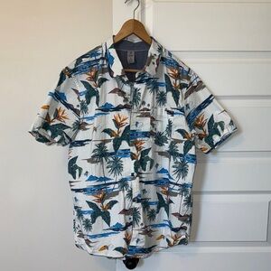 Hurley Men's Tropical Print Casual Shirt - White and Green